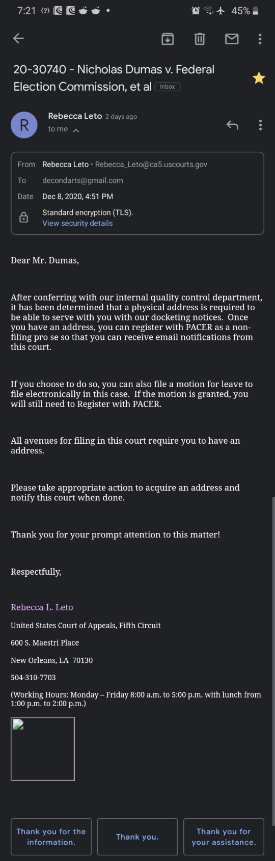 address required CA5